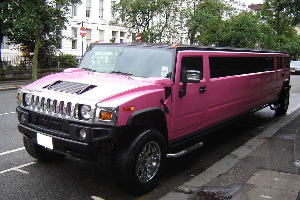 Nottingham Pink Hummer Limo outside